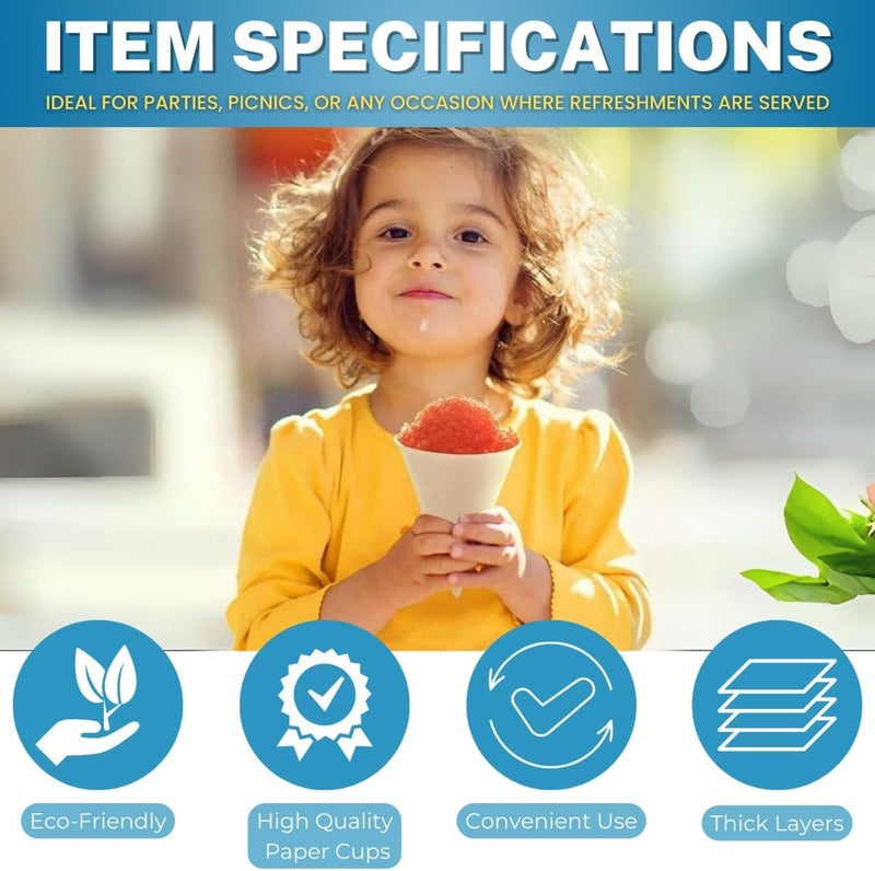Smygoods أكواب ورقية بيضاء قابلة للتخلص (عبوة تحتوي على 200 قطعة، سعة كل قطعة 4.5 أونصة) صديقة للبيئة، مانعة للتسرب، مثالية للفعا��يات، أجهزة تبريد المياه، الترطيب السريع والتنظيف الفعال. - Image 3