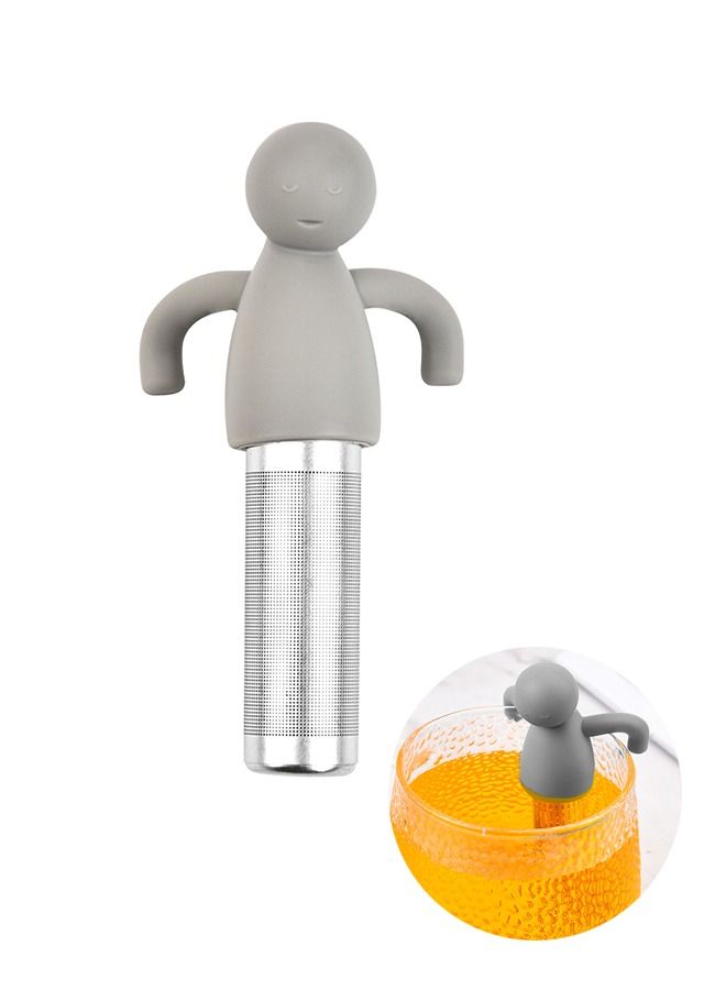 Stainless Steel Fine Mesh Cartoon Tea Infuser for Loose Tea, Anti Scalding Silicone Handle Tea Strainer, Herbal Tea and Spices Fast Steeper Filter(Gray)  - Image 1