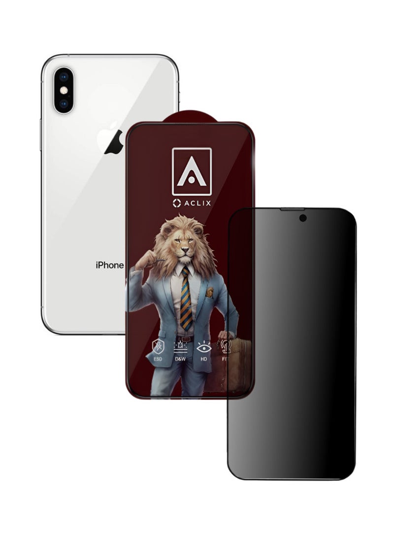 ACLIX Antistatic ESD Dustproof Premium Quality High Definition Anti-Spy Privacy Tempered Glass Screen Protector Designed For  iPhone XS - Image 1
