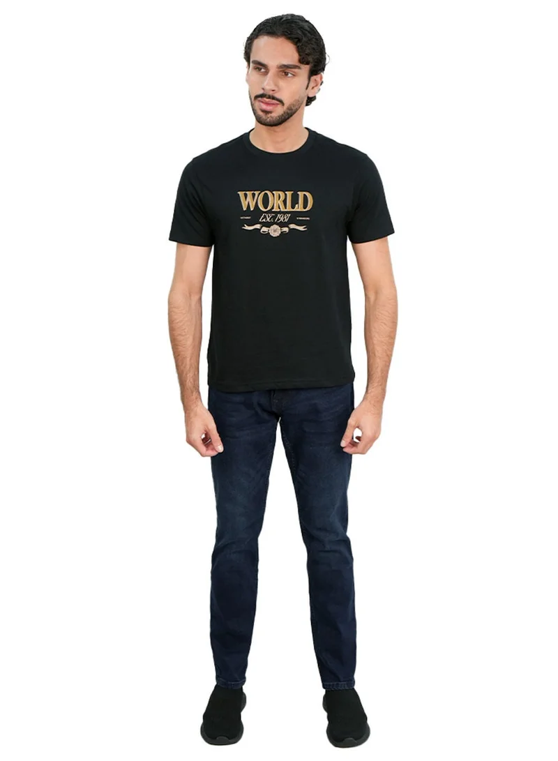 GIORDANO  Men’s Slim Cotton Crew Neck WWS Graphic Print Tee for Men | Best Price UAE