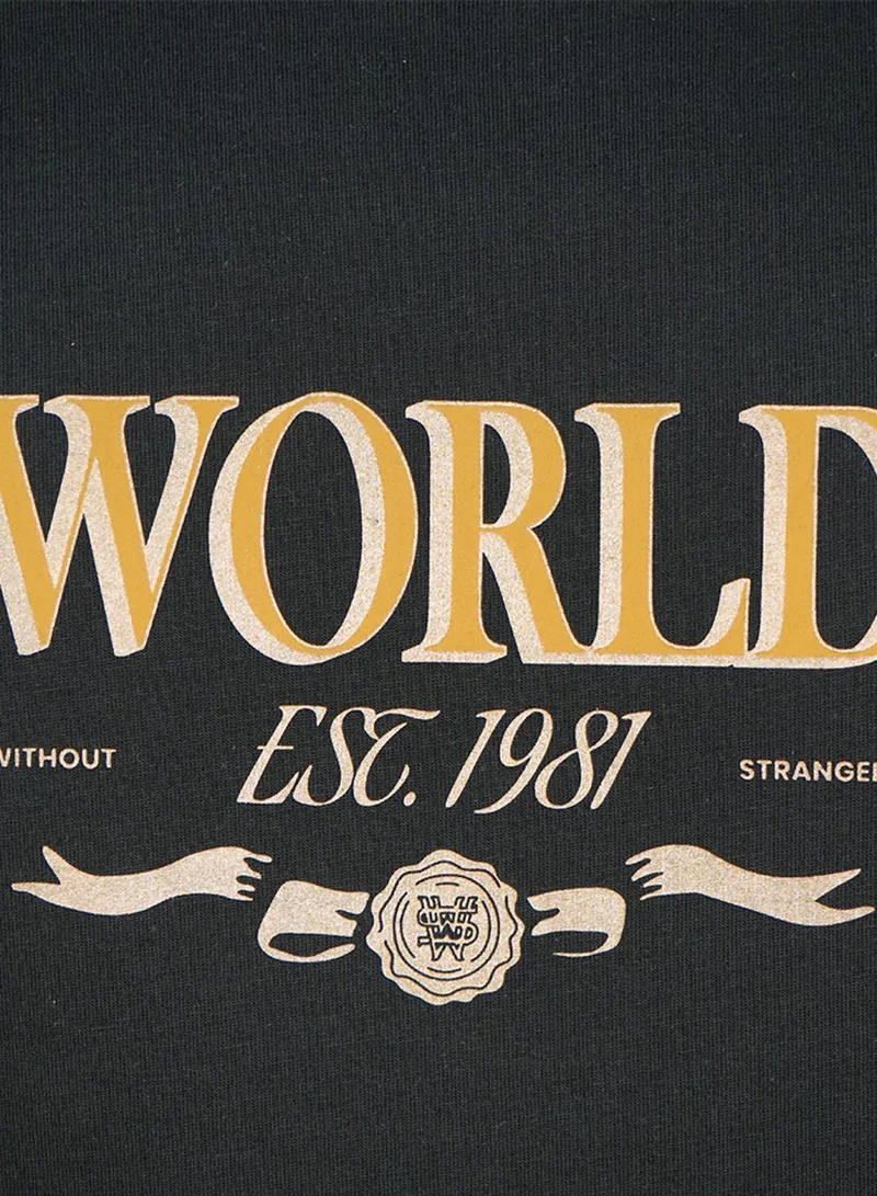 GIORDANO  Men’s Slim Cotton Crew Neck WWS Graphic Print Tee for Men | Best Price UAE