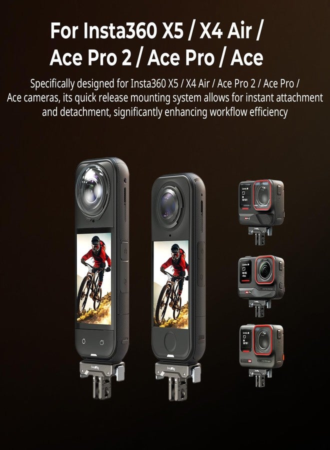 سمول ريج محول تثبيت سريع الفك من SMALLRIG لكاميرات Insta360 X5 / X4 Air / Ace Pro 2 / Ace Pro / Ace، محول بفتحة لولبية 1/4 بوصة - 20، قاعدة تثبيت ثنائية الشعب للحوامل الثلاثية، وعصي السيلفي، وملحقات التدوين المرئي - 5814 - Image 2