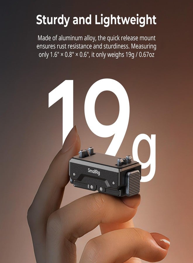 سمول ريج محول تثبيت سريع الفك من SMALLRIG لكاميرات Insta360 X5 / X4 Air / Ace Pro 2 / Ace Pro / Ace، محول بفتحة لولبية 1/4 بوصة - 20، قاعدة تثبيت ثنائية الشعب للحوامل الثلاثية، وعصي السيلفي، وملحقات التدوين المرئي - 5814 - Image 5