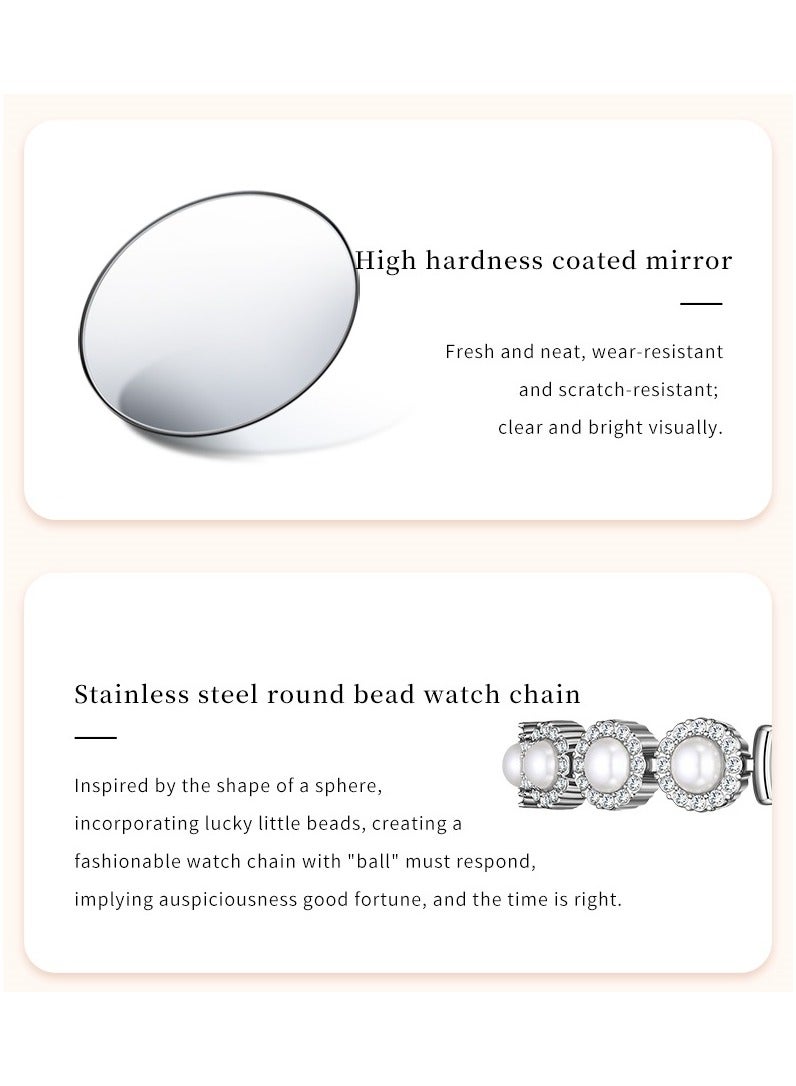 أوليفز ساعة يد نسائية أنيقة وفاخرة بسوار من الفولاذ المقاوم للصدأ واللؤلؤ تصميم مقاوم للماء زجاج عالي الصلابة ساعة سوار عصرية - Image 3