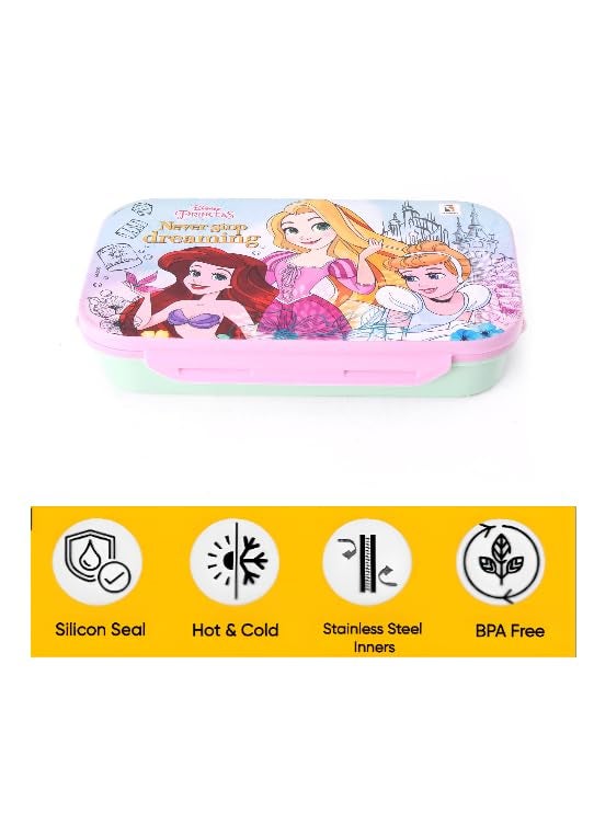 STRIDERS STRIDERS Disney Princess Lunch Box with Insulated Steel Container Magical Mealtime Companion for Age 3Y to 10Y  - Image 4
