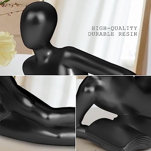 RIRPUAE Black Home Decor Thinker Reading Women Statue for Living Room, Modern Shelf Decor Accent Decorations, Resin Collectible Figurines Display for Office Bedroom Table Desk,Black - Image 5