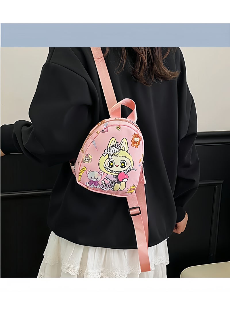 لابوبو حقيبة ظهر للأطفال برسومات كرتونية لابوبو حقيبة مدرسية عصرية لطيفة للأولاد والبنات حقيبة ظهر متعددة الاستخدامات للبنات 19*15*6 سم - Image 2