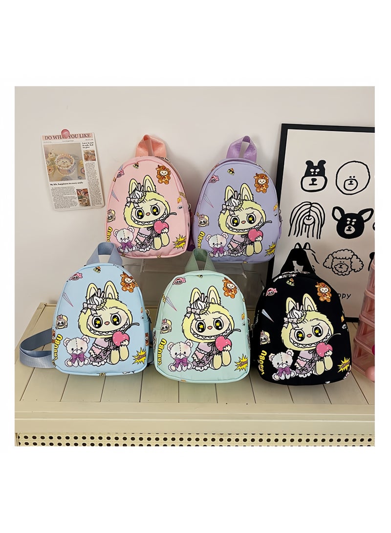 لابوبو حقيبة ظهر للأطفال برسومات كرتونية لابوبو حقيبة مدرسية عصرية لطيفة للأولاد والبنات حقيبة ظهر متعددة الاستخدامات للبنات 19*15*6 سم - Image 3