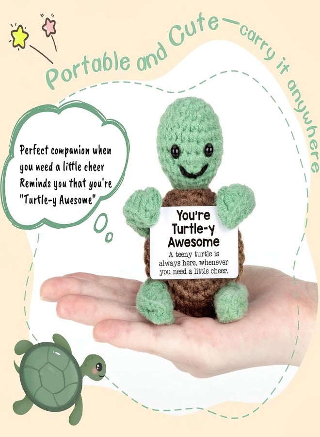 CoolShef هدية سلحفاة كروشيه مصنوعة يدويًا من CoolShef | ديكور مكتبي مميز مع بطاقة رسالة لصديقة، أخت، بنات، ابنة، زميلة عمل | تذكار رائع لأي مناسبة - Image 5