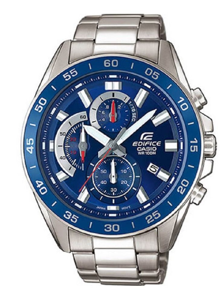 Casio Men Watch Edifice Standard Chronograph Analog Blue Dial Stainless Steel Band EFV-550D-2AVUD - Image 1