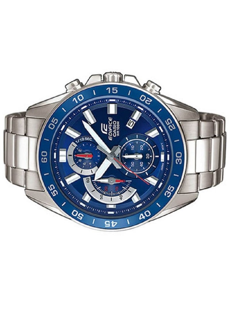 Casio Men Watch Edifice Standard Chronograph Analog Blue Dial Stainless Steel Band EFV-550D-2AVUD - Image 2