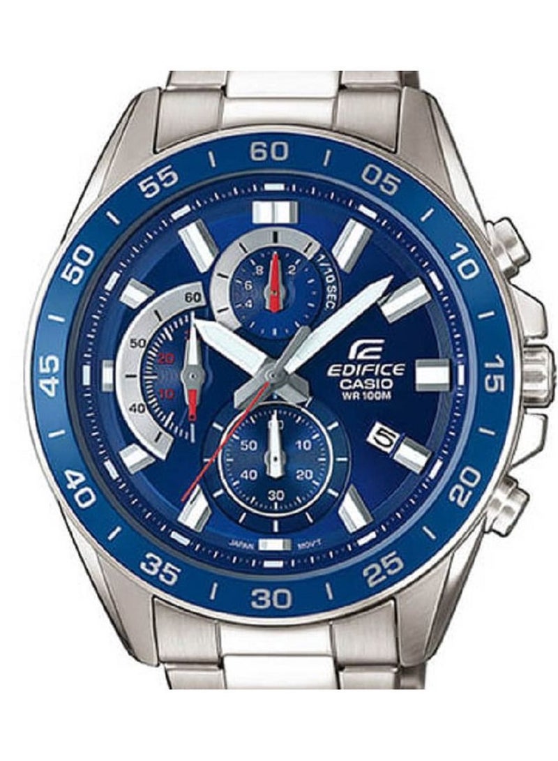 Casio Men Watch Edifice Standard Chronograph Analog Blue Dial Stainless Steel Band EFV-550D-2AVUD - Image 3