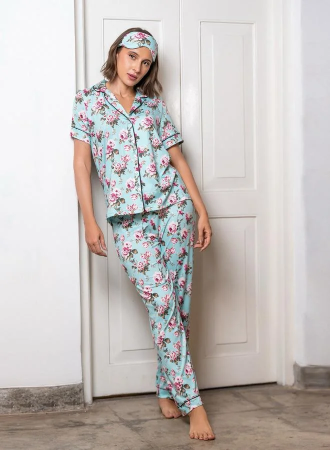 أدريا Aadaraya Pyjama Set Button-Down Shirt & Trousers