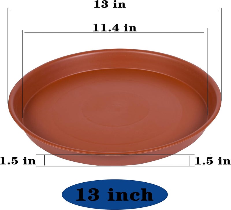 Bleuhome 4 Pack of 13 inch Plant Saucer, Heavy Duty Plastic Plant Saucer 13" Round, Durable Plant Tray for Pots, Flower Plant Saucers for Indoors, Plant Trays for Planter 11"/12"/13" (Terracotta) - Image 2