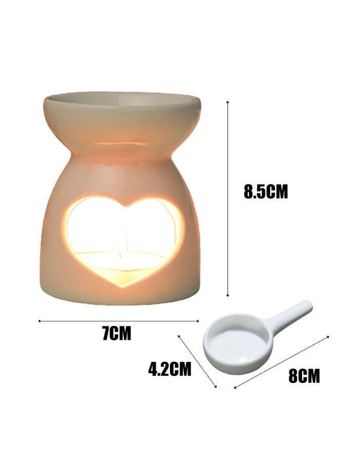 CHIYLE Ceramic Heart Tealight Holder & Essential Oil Burner – White Hollow Love Shape Candle Warmer for Living Room, Bedroom, Balcony & Garden Decoration - Image 3