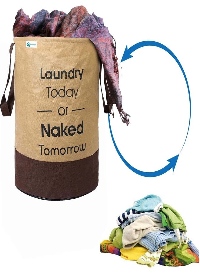 SKYLII Laundry Bag 45 L Durable and Collapsible Laundry storage Bag with Handles Clothes & Toys Storage Foldable Laundry Bag for Dirty Clothes Pack of 1 Pc Beige-Brown - Image 3
