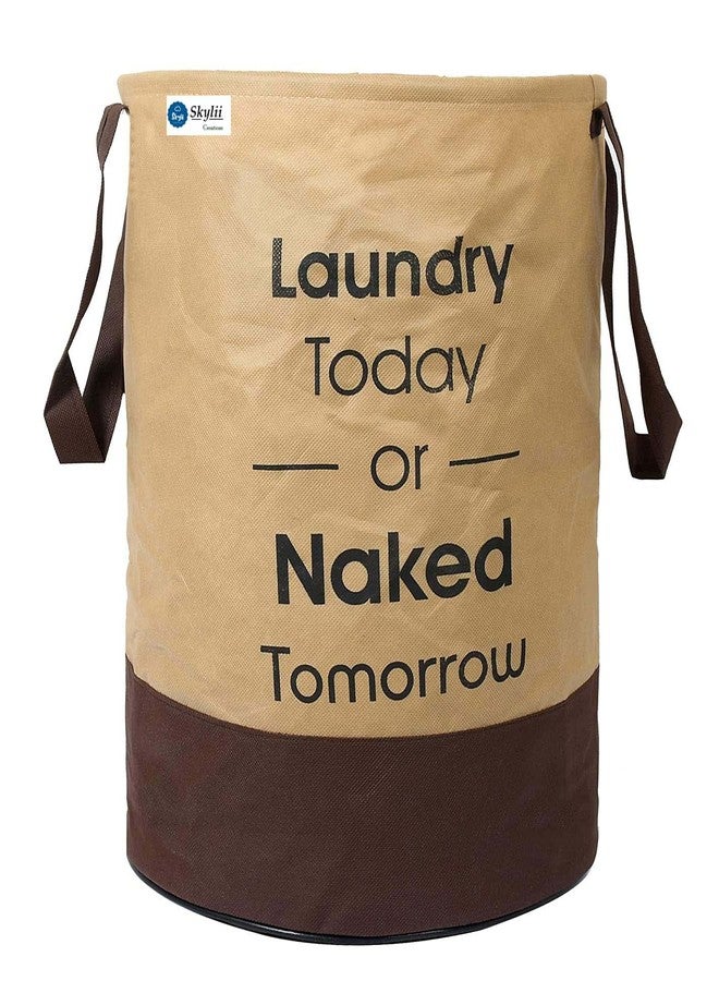 SKYLII Laundry Bag 45 L Durable and Collapsible Laundry storage Bag with Handles Clothes & Toys Storage Foldable Laundry Bag for Dirty Clothes Pack of 1 Pc Beige-Brown - Image 1