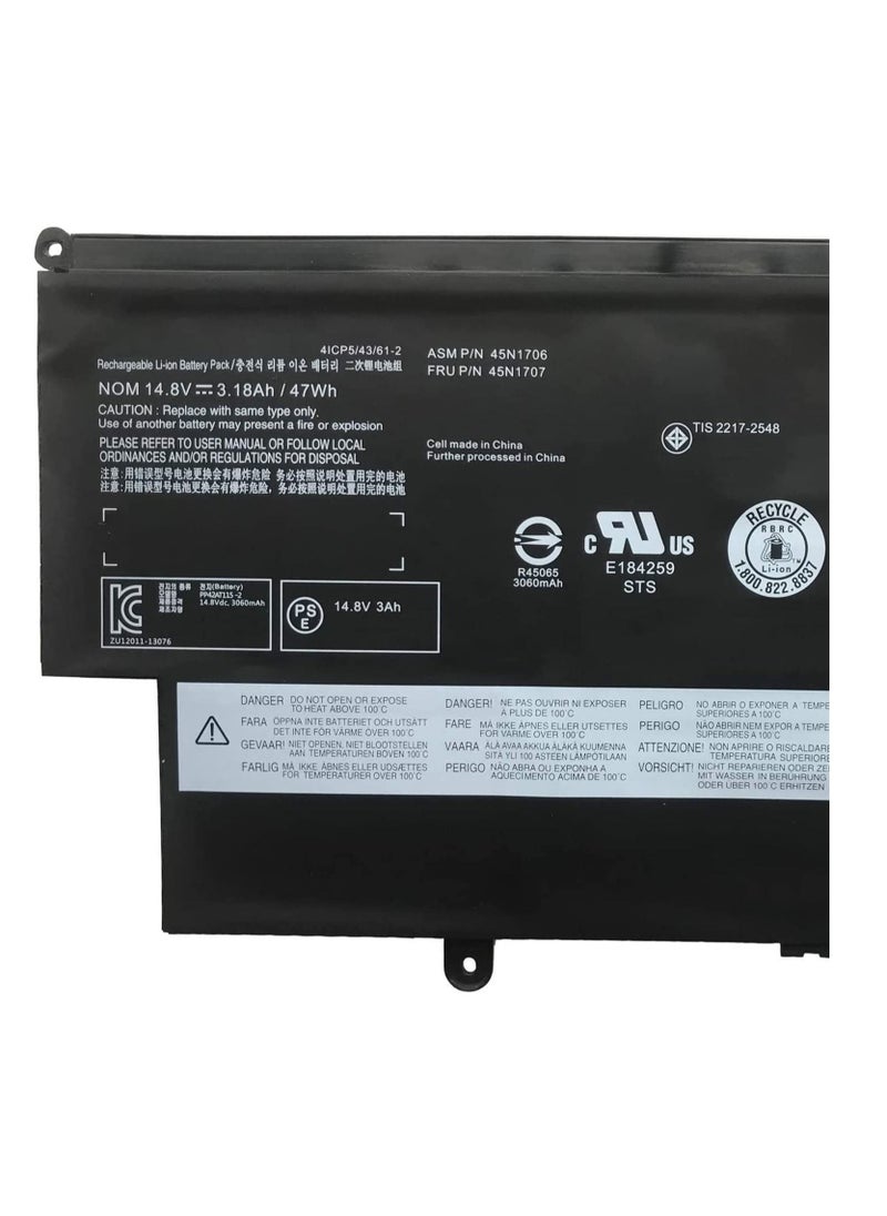 Generic - 45N1706 45N1707 Laptop Battery Replacement for Lenovo Thinkpad 12.5" S1 Yoga 20CDS00500 20CDS00800 20CDS00700 Series(14.8V 47Wh) - Image 1