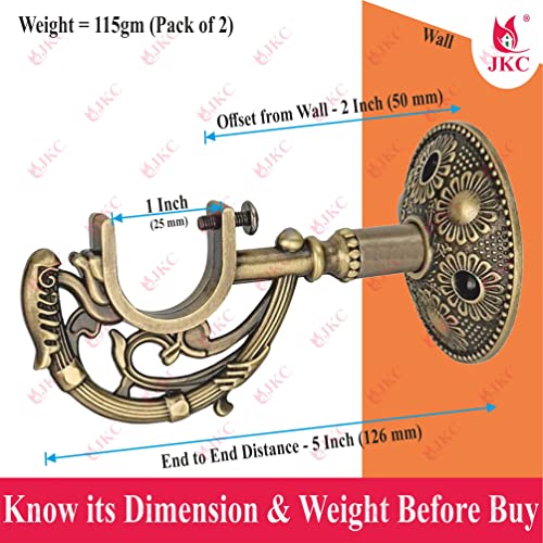 JKC Peacock Antique Curtain Brackets Holder for Window/Door at Home/Hotel/Restaurant (Support Only, 2 Pcs) - Image 2