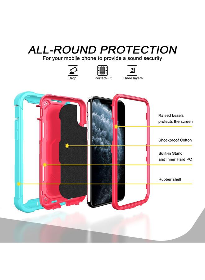S-TOP Case For iPhone 11 Pro PC + Rubber 3-layers Shockproof Protective Case with Rotating Holder - Image 3