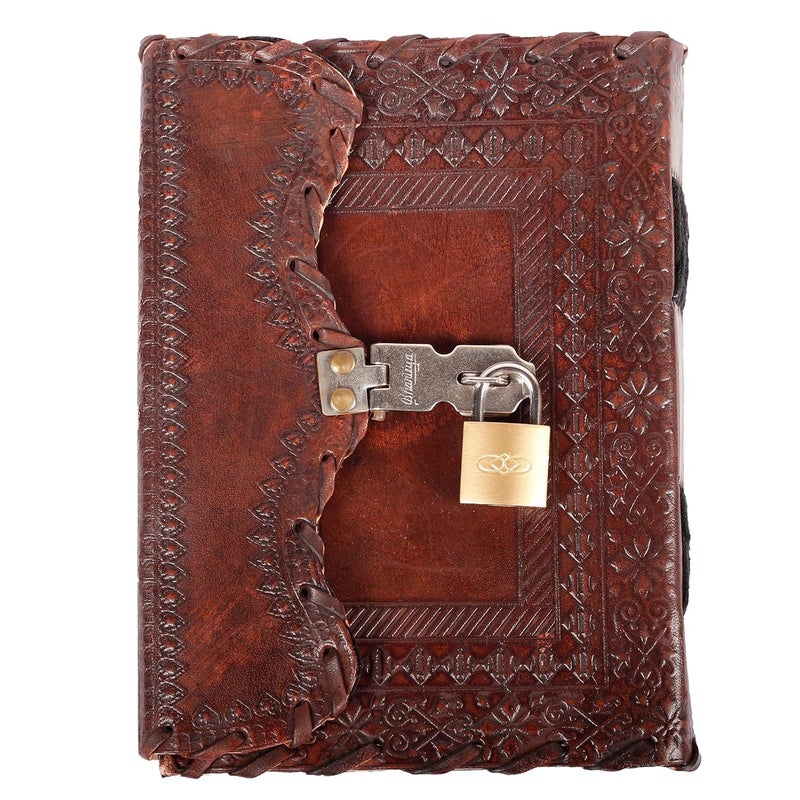 Tuzech Jornal Leather Diary to Write Poems, Notebook Personal Memoir for Office Home Unlined Paper Best Present Art Sketchbook Travel Daily Use with Lock&Key Majestic Brown (7 Inches-5 Inches) - Image 1