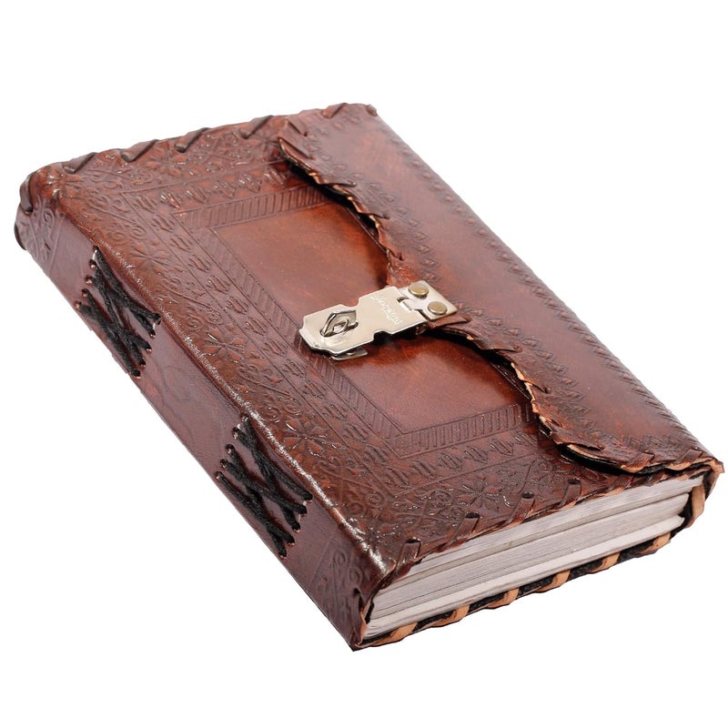Tuzech Jornal Leather Diary to Write Poems, Notebook Personal Memoir for Office Home Unlined Paper Best Present Art Sketchbook Travel Daily Use with Lock&Key Majestic Brown (7 Inches-5 Inches) - Image 2