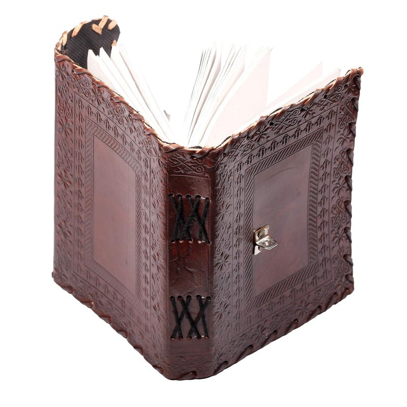 Tuzech Jornal Leather Diary to Write Poems, Notebook Personal Memoir for Office Home Unlined Paper Best Present Art Sketchbook Travel Daily Use with Lock&Key Majestic Brown (7 Inches-5 Inches) - Image 4