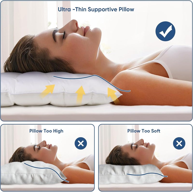 MINUPWELL 2 Packs Ultra Flat Pillows for Sleeping Thin, 7D High Support 2.5 inch Height Ultra Thin Pillows,Slim Bed Pillows for Stomach Sleeper,Queen Size -18x30 in - Image 5