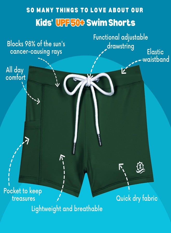 SwimZip Shorties - UPF 50+ Swim Shorts - Baby, Toddler, and Kids - Boys or Girls Hunter Green - Image 3