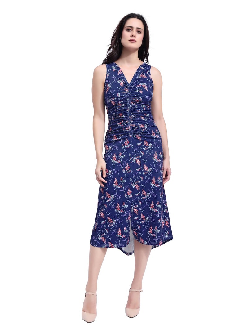 PURVAJA Women’s A-Line Midi Dress (Wini-201-M_Blue) - Image 1