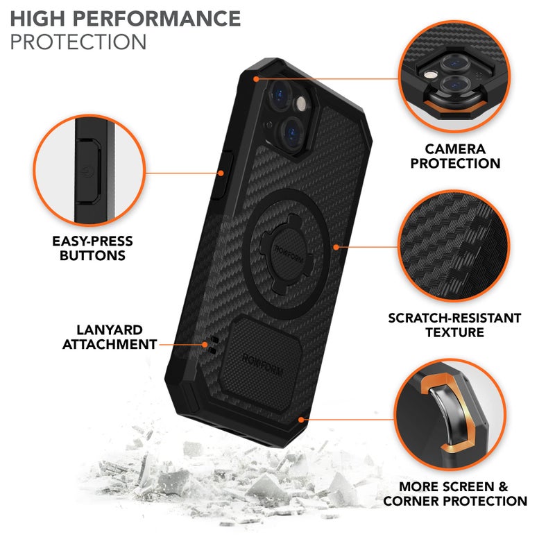 Rokform - iPhone 13 Case, Rugged Series, Dual Magnet Plus MagSafe Compatible, Magnetic Protective Apple Gear, iPhone Cover with RokLock Twist Lock, Drop Tested Armor (Black) - Image 3