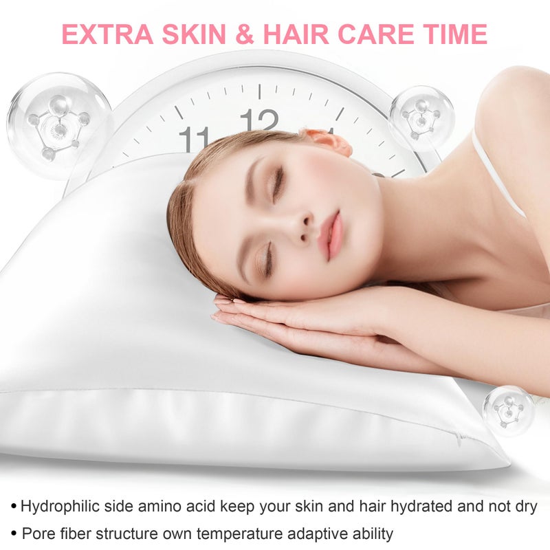 LYSHIN Mulberry Silk Pillow Cases Queen Size with Hidden Zipper  Ultra Smooth and Soft Breathable Cooling Silk Satin Pillowcase for Hair and Skin  Gifts for Women Men (Pure White  20x30 Inches  1 Pack) - Image 3