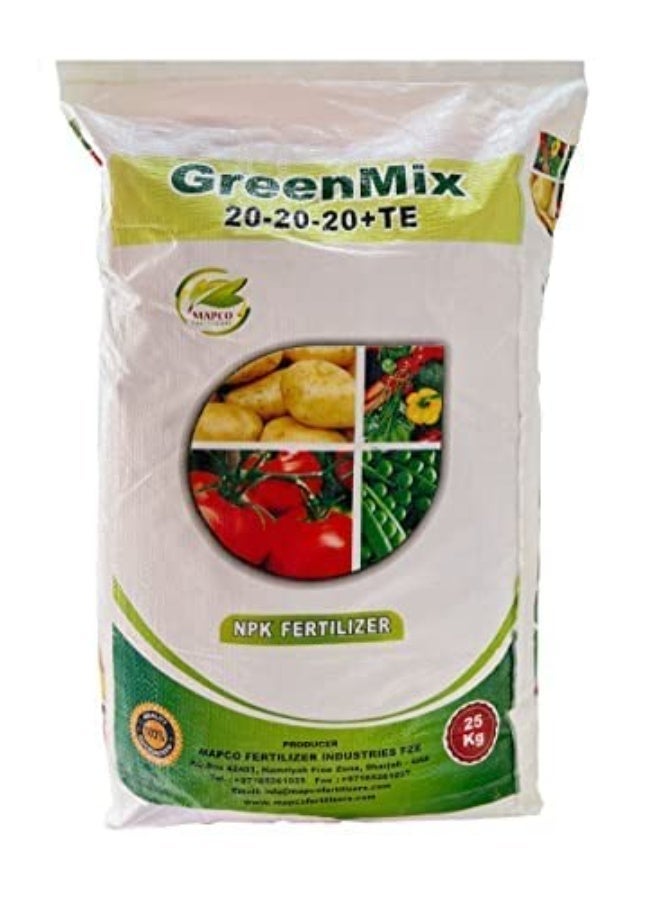 Mapco Green Mix NPK 20-20-20+TE Powder Fertilizer 25 Kg for Indoor and Outdoor Plants - Image 1