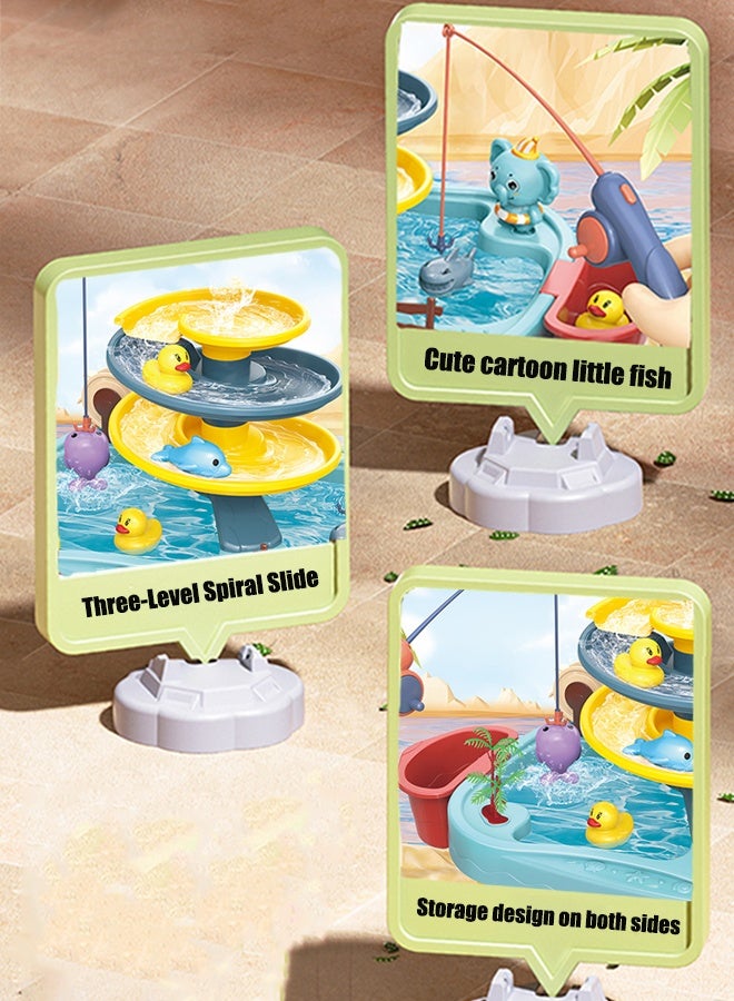 Vixplorn 29-Piece Children's Fishing Toy Set, Multi-Layer Rotating Fishing Table, Kids' Fishing Table, Water Park Set, Water Play Toy - Image 4