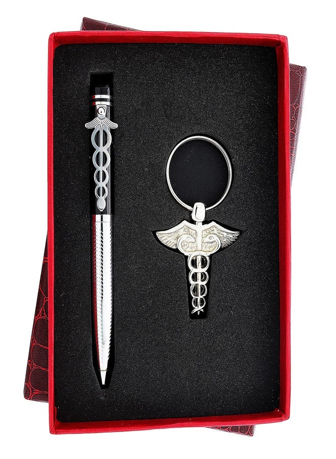 CrownLit Wood Gift For Doctor Combo Of Keychain And Pen, Brown - Image 1