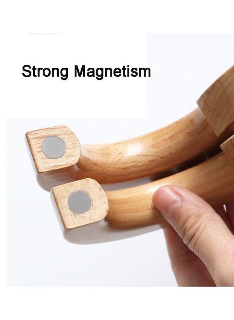 KASTWAVE 1 Pair Natural Wooden Curtain Tiebacks, Modern Classic Magnetic Curtain Holder Buckle Clips Holdback, Round Wood Furniture Accessoires for Windows Room Curtains - Image 4