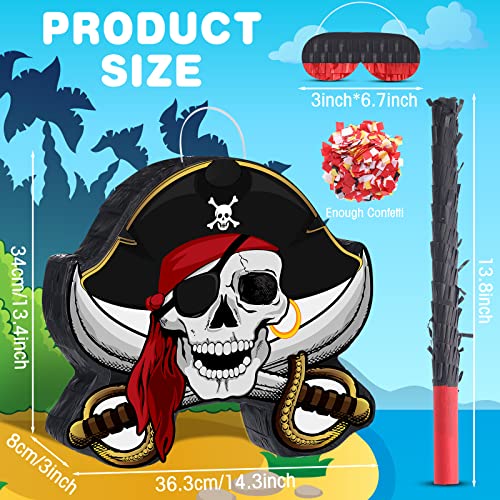 Harrycle Pirate Piata Bundle Pirate Party Game Set Include Captain Piata Bat Stick Blindfold Mask for Birthday Party Nautical Adventure Game Decor Supplies Decor 134 x 143 x 32 - Image 5
