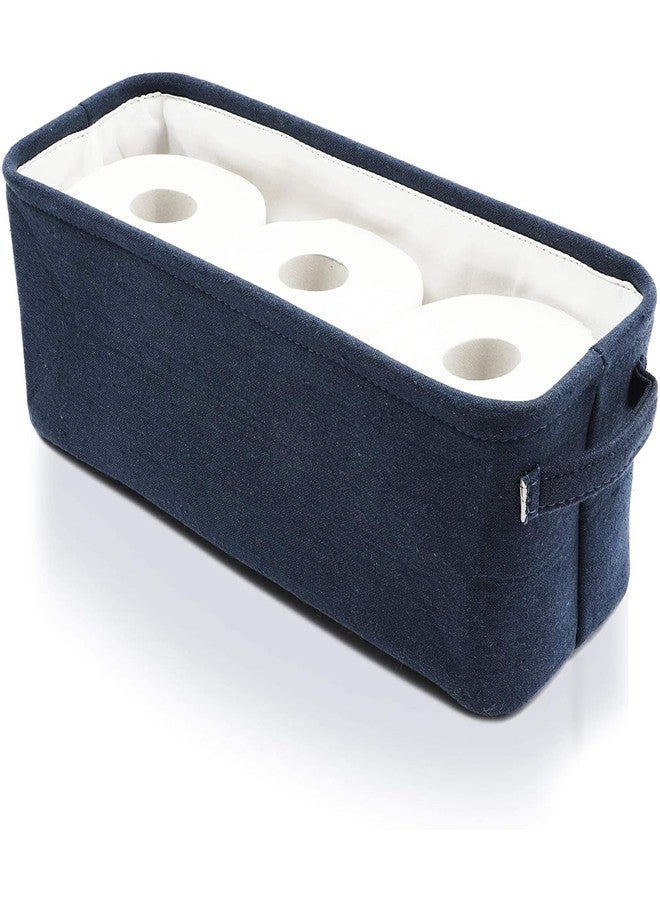 Juvale Jute Toilet Tank Basket - Space-Saving Navy Back-of-Toilet Organizer - Countertop Bathroom Organizer & Bath Tissue Holder - Navy Bathroom Basket for Decor & Organization - Blue, 16" x 6" x 5.5" - Image 1