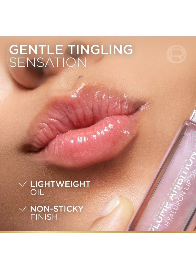 L'OREAL PARIS - L’Oréal Paris Plump Ambition Hyaluron Lip Oil, Plumping Lip Oil With Hyaluronic Acid and Tripeptides for 24H Hydrated Lip, 5ml, Milky Nu 201 - Image 1