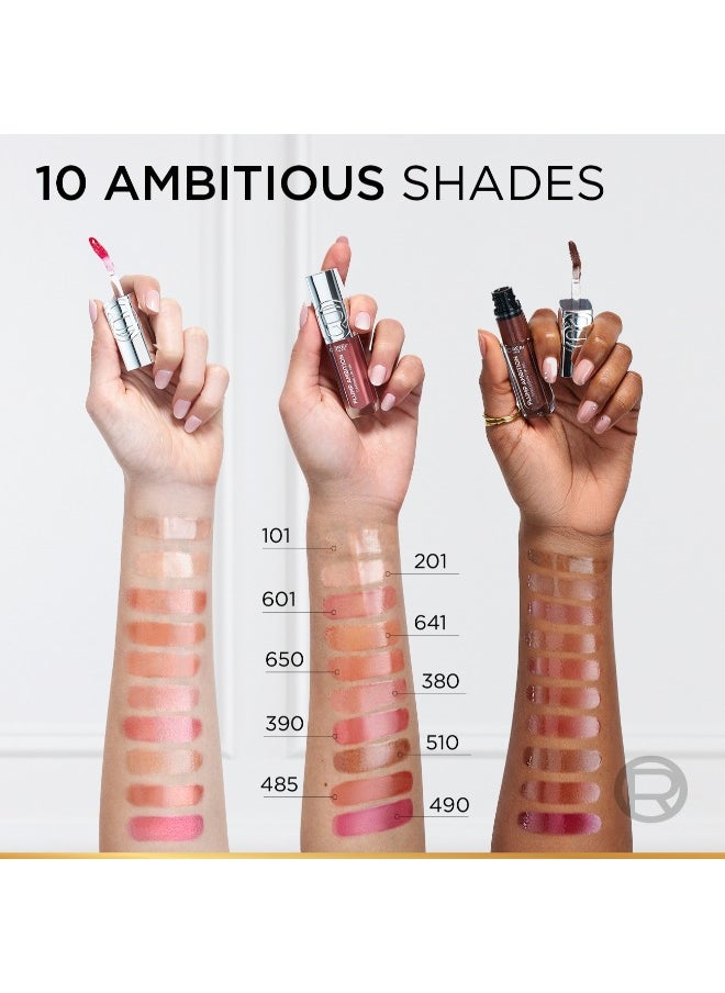 L'OREAL PARIS - L’Oréal Paris Plump Ambition Hyaluron Lip Oil, Plumping Lip Oil With Hyaluronic Acid and Tripeptides for 24H Hydrated Lip, 5ml, Milky Nu 201 - Image 1