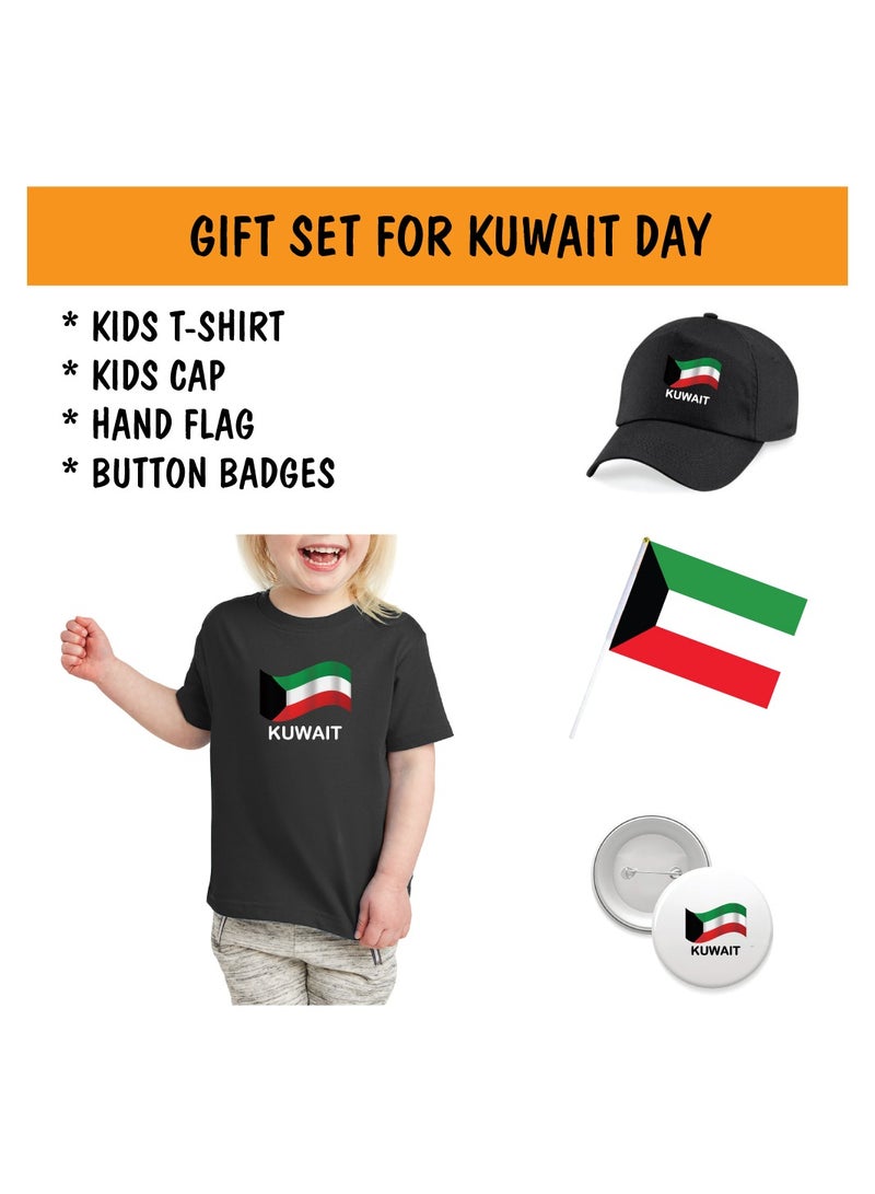 PRINTSHOP4ME Kuwait National Day Gift Set for Girls - T-Shirt - Cap - Badge and Flag Set - Celebrate Kuwait National Day with this Kids Combo Pack in Style - Image 2