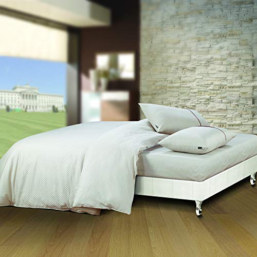 Spread Spain Cotton Oxford 400 Thread Count Geometric Pattern King Size Double Bed Zipper Duvet/Quilt Cover Soft and Comfy Duvet Cover Champagne (90" x 108" inch) - Image 1