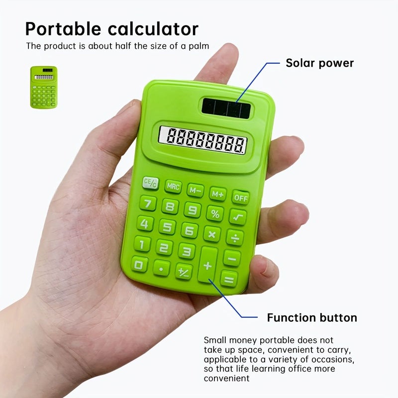 Pink Mini Pocket Calculator With Built-In Battery Solid Color Cute Cartoon Design Compact Portable For Finance Office Computer Study Daily Use Gift - Image 4