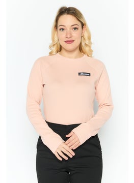 Women Brand Logo Long Sleeve Bodysuit, Pink