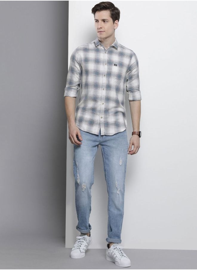 The Indian Garage Co Men Slim Fit Checkered Full Sleeves Spread Collar Casual Shirt  - Image 5