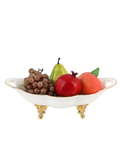 Life Smile LIFE SMILE Serving Bowl With Gold Stand  - Bone China Fruit Basket For Fruit Vegetable Storage Snack Nuts Cake Dessert  - Image 1