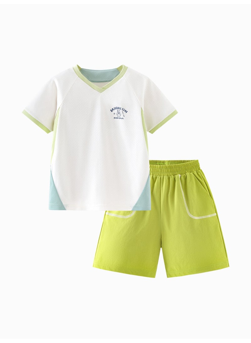 ميني بالا نقطة أزرار طفل غريبة جنسًا بطبعة نادي البيسبول الرياضي بأكمام قصيرة وقصر، قطعة رابطة منقطة وقابلة للتنفس، تصميم قوس قزح، أسفل بأربطة مرنة، رائعة للرياضة والارتداء اليومي والأنشطة الخارجية مجموعة فستان طفل - Image 4