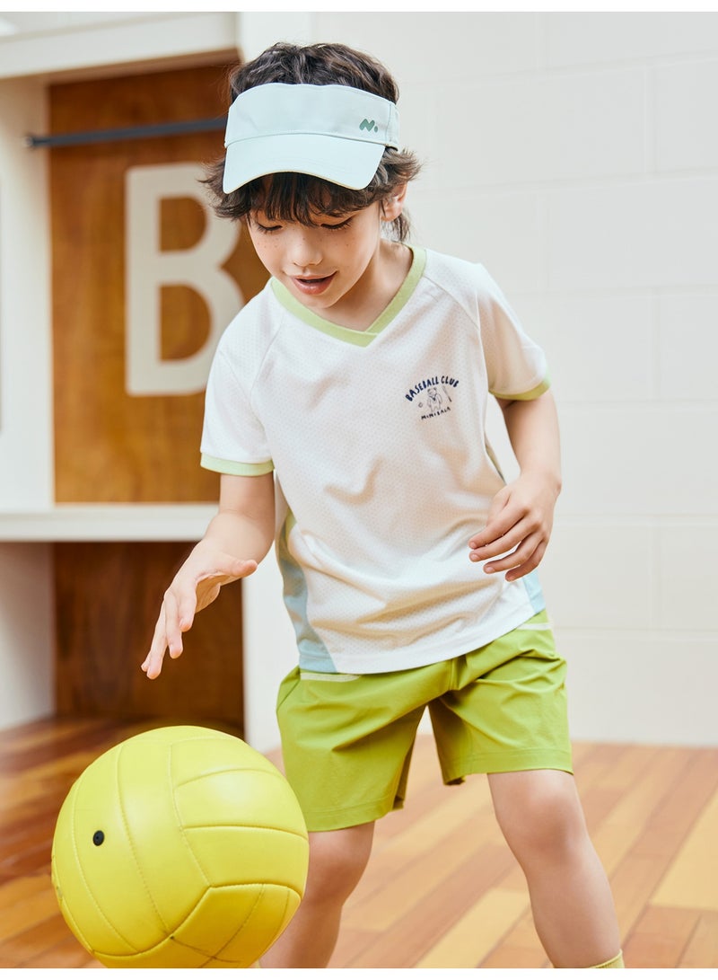 ميني بالا نقطة أزرار طفل غريبة جنسًا بطبعة نادي البيسبول الرياضي بأكمام قصيرة وقصر، قطعة رابطة منقطة وقابلة للتنفس، تصميم قوس قزح، أسفل بأربطة مرنة، رائعة للرياضة والارتداء اليومي والأنشطة الخارجية مجموعة فستان طفل - Image 2