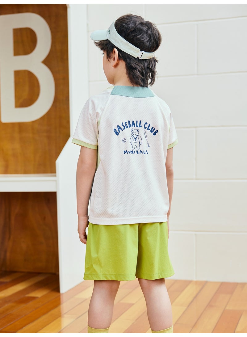 ميني بالا نقطة أزرار طفل غريبة جنسًا بطبعة نادي البيسبول الرياضي بأكمام قصيرة وقصر، قطعة رابطة منقطة وقابلة للتنفس، تصميم قوس قزح، أسفل بأربطة مرنة، رائعة للرياضة والارتداء اليومي والأنشطة الخارجية مجموعة فستان طفل - Image 3