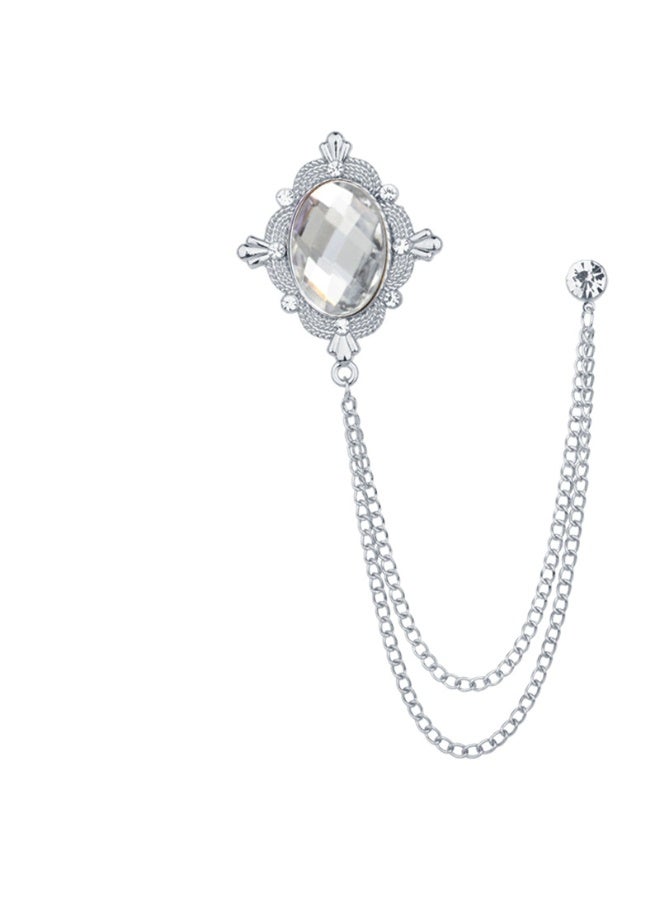 Shougu Versatile Temperament Personality Gemstone Tassel Chain Suit Brooch 
